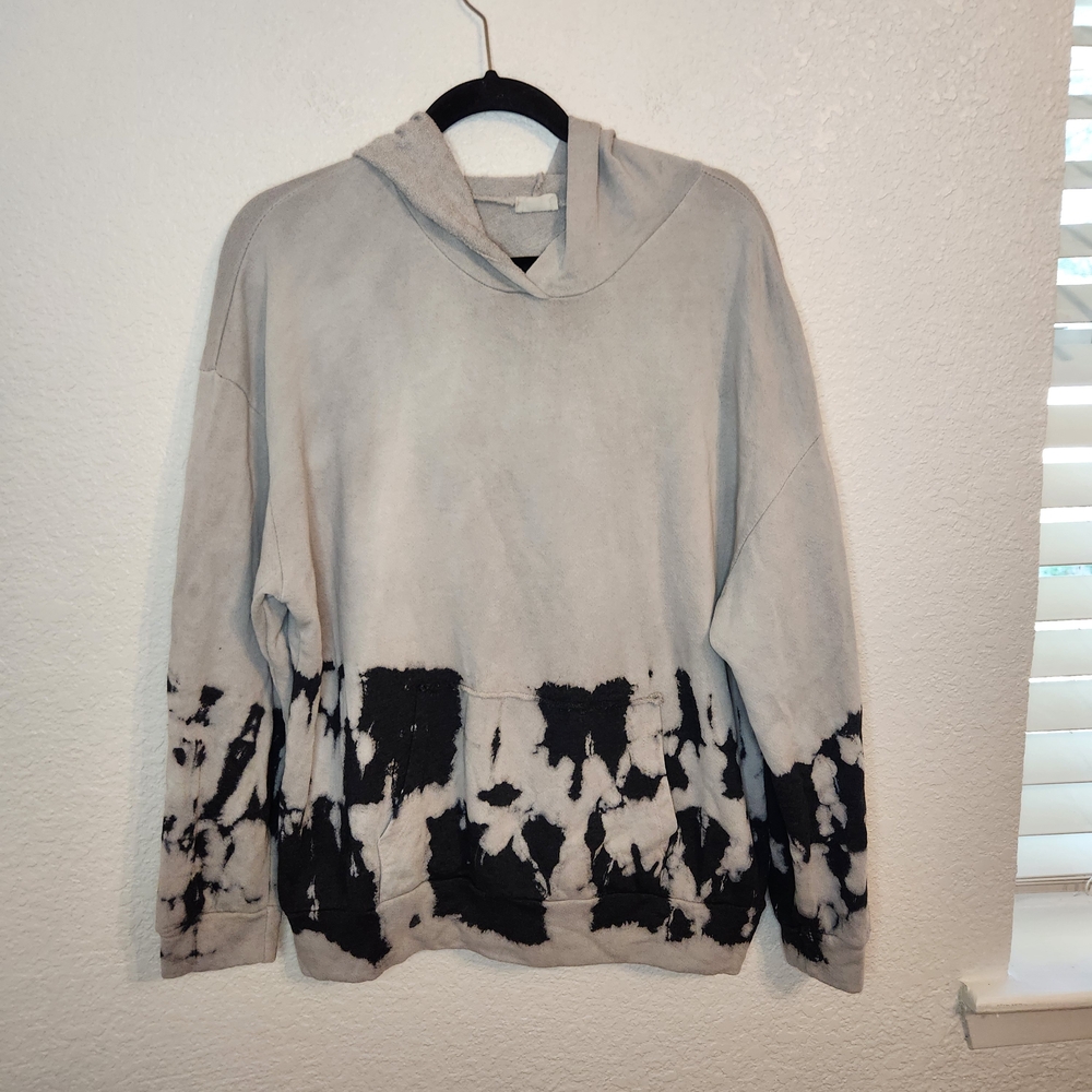 Blue Buttercup Gray and Black Tie-Dye Hoodie SweaterWomen's size S acid washed